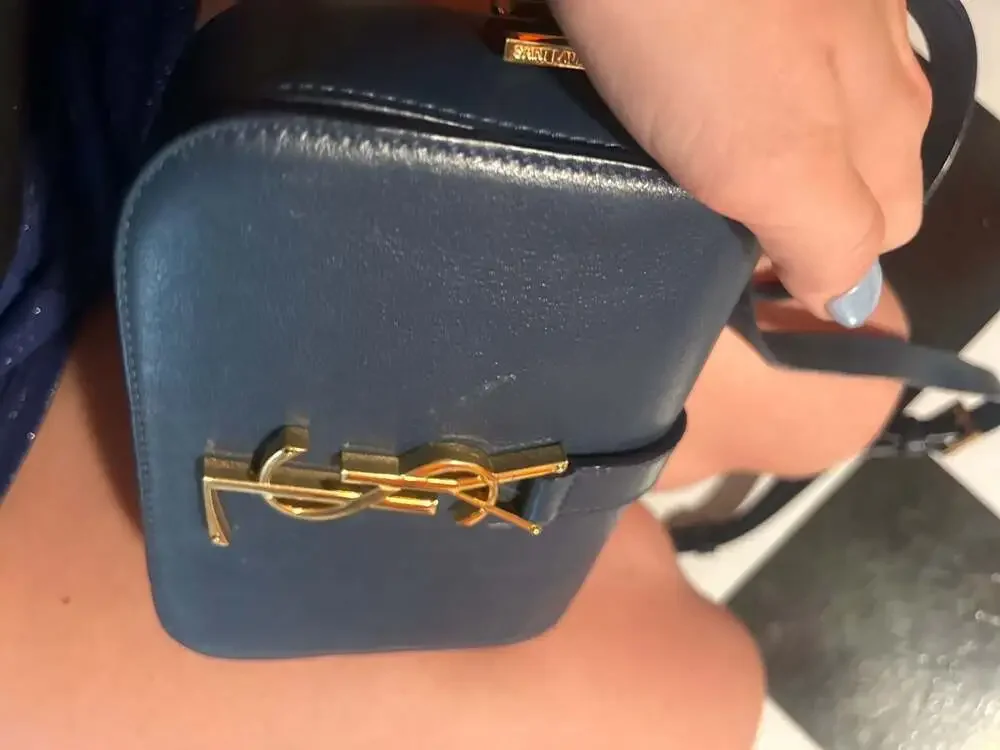 Saint Laurent Small Monogram Universite Crossbody Bag Blue Leather